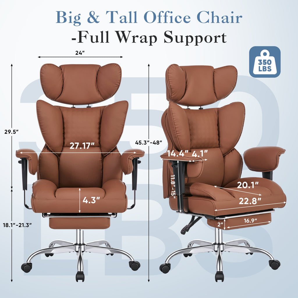 Gaming Computer Chair, Executive Ergonomic Chair With Footrest, High-back Reclining Design