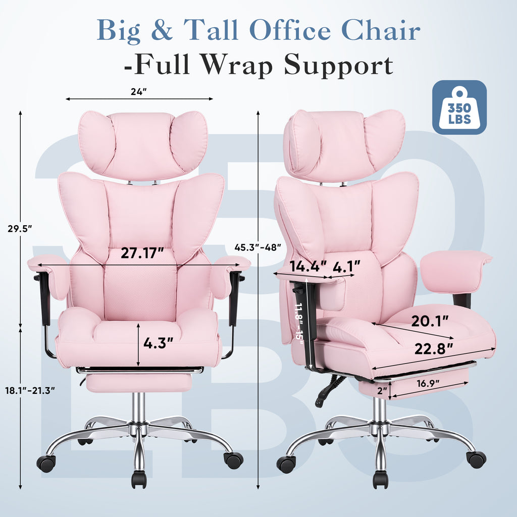 Gaming Computer Chair, Executive Ergonomic Chair With Footrest, High-back Reclining Design