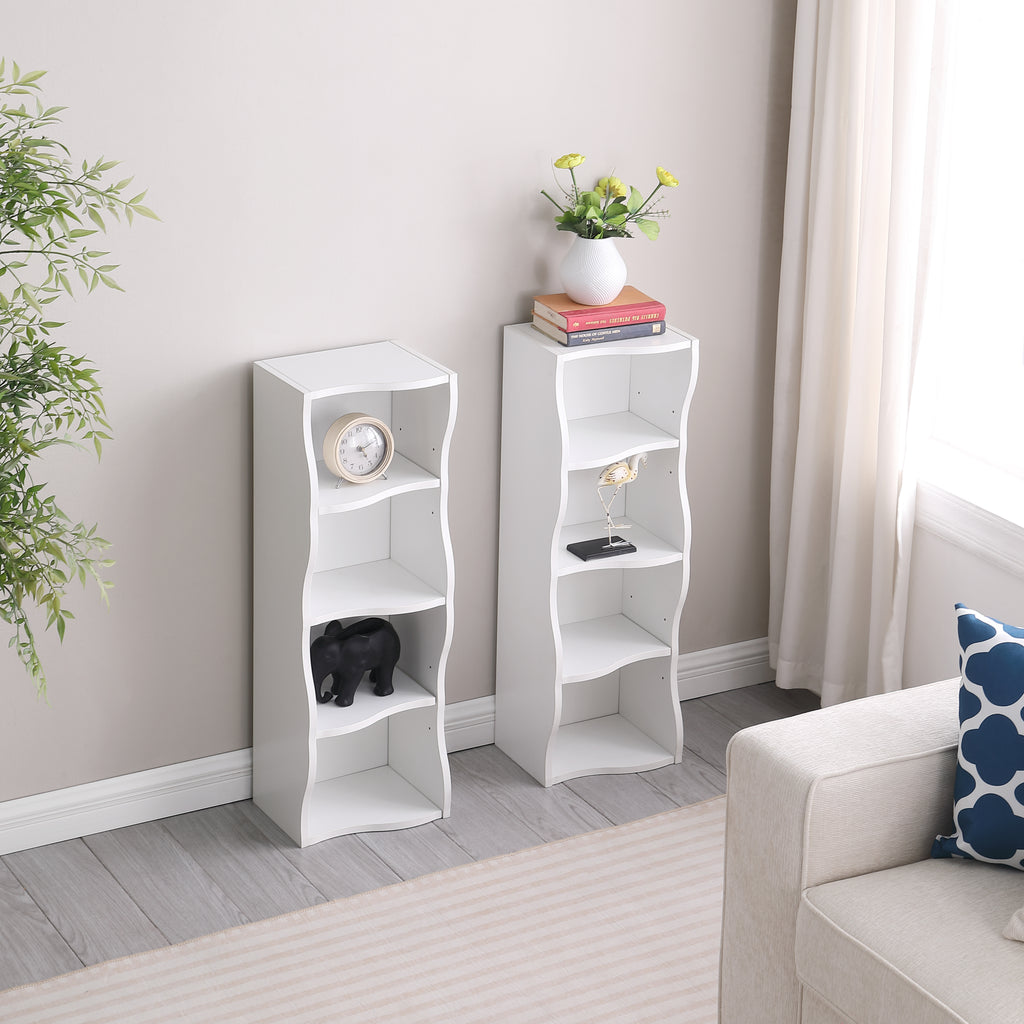8-layer Adjustable Shelf Ultra-thin Bookshelf With A Wavy Border Design, Which Is More Aesthetically Pleasing, Is Suitable For High And Narrow, Display And Multi-functional Bookshelves In Home Offices