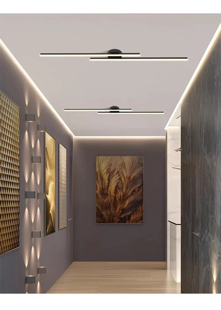 Long Aluminium LED Ceiling Light Modern Creative Design Ceiling Lamp Indoor Lighting Fixture Hallway Balcony Aisle Office Lustre