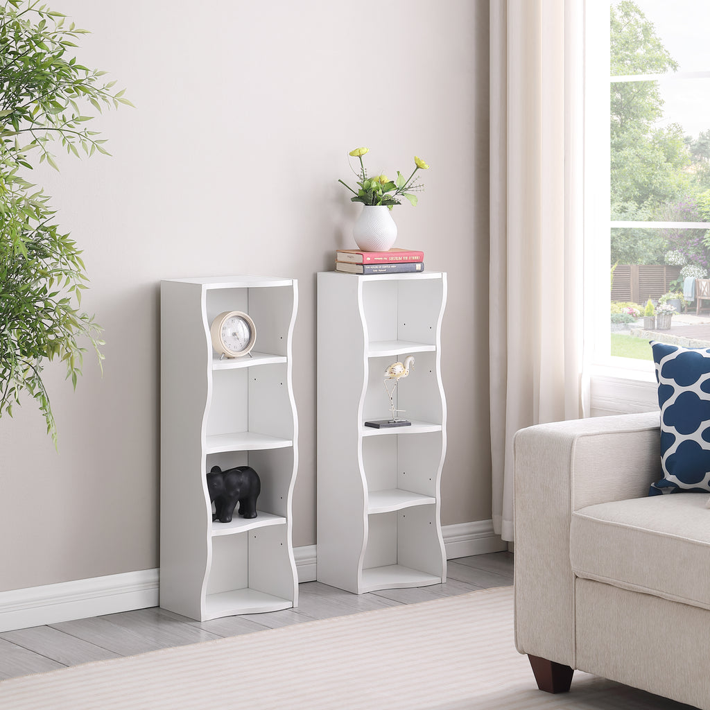 8-layer Adjustable Shelf Ultra-thin Bookshelf With A Wavy Border Design, Which Is More Aesthetically Pleasing, Is Suitable For High And Narrow, Display And Multi-functional Bookshelves In Home Offices