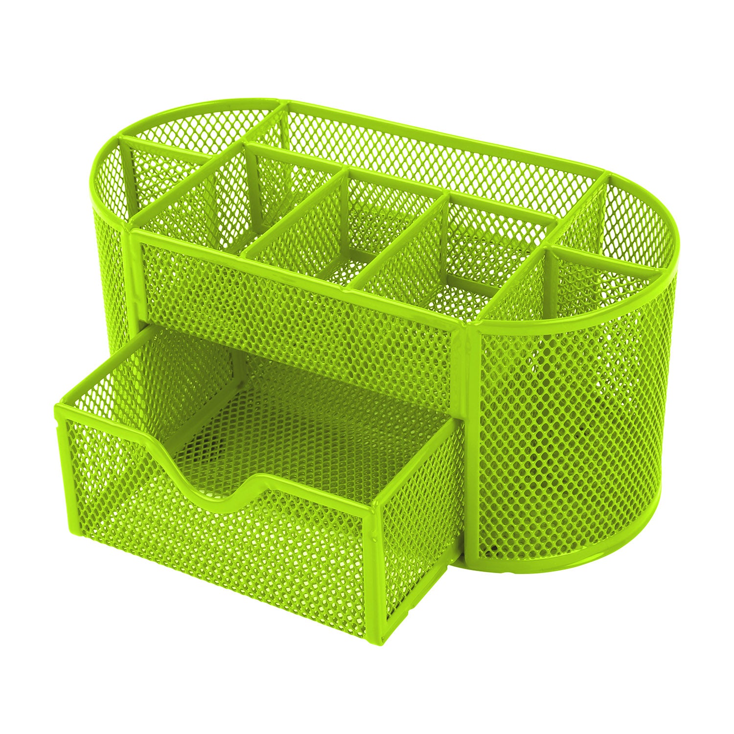 1Pc Metal Mesh Pencil Holders Desk Organizer With 9 Compartment Pen Holder Storage