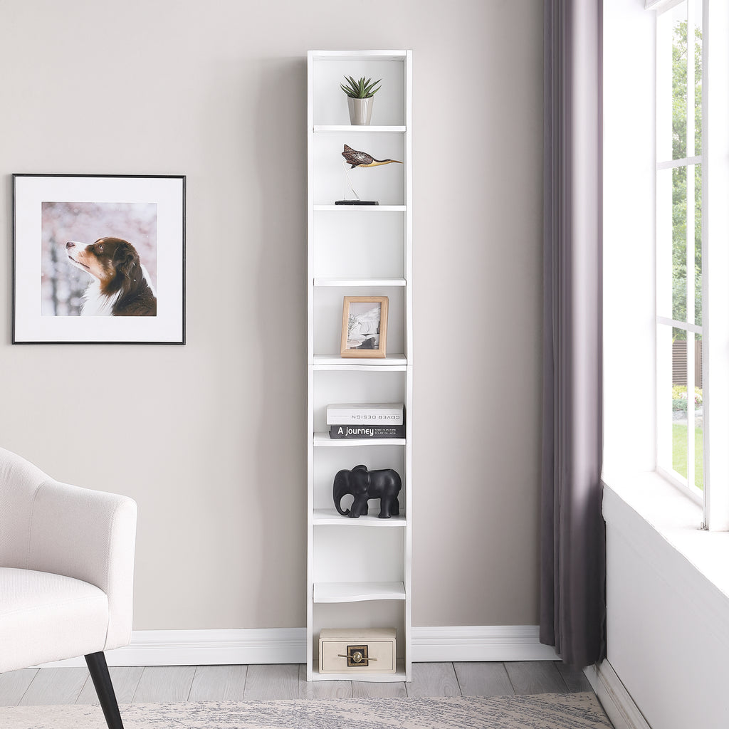 8-layer Adjustable Shelf Ultra-thin Bookshelf With A Wavy Border Design, Which Is More Aesthetically Pleasing, Is Suitable For High And Narrow, Display And Multi-functional Bookshelves In Home Offices