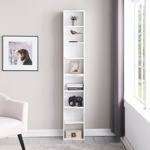 8-layer Adjustable Shelf Ultra-thin Bookshelf With A Wavy Border Design, Which Is More Aesthetically Pleasing, Is Suitable For High And Narrow, Display And Multi-functional Bookshelves In Home Offices
