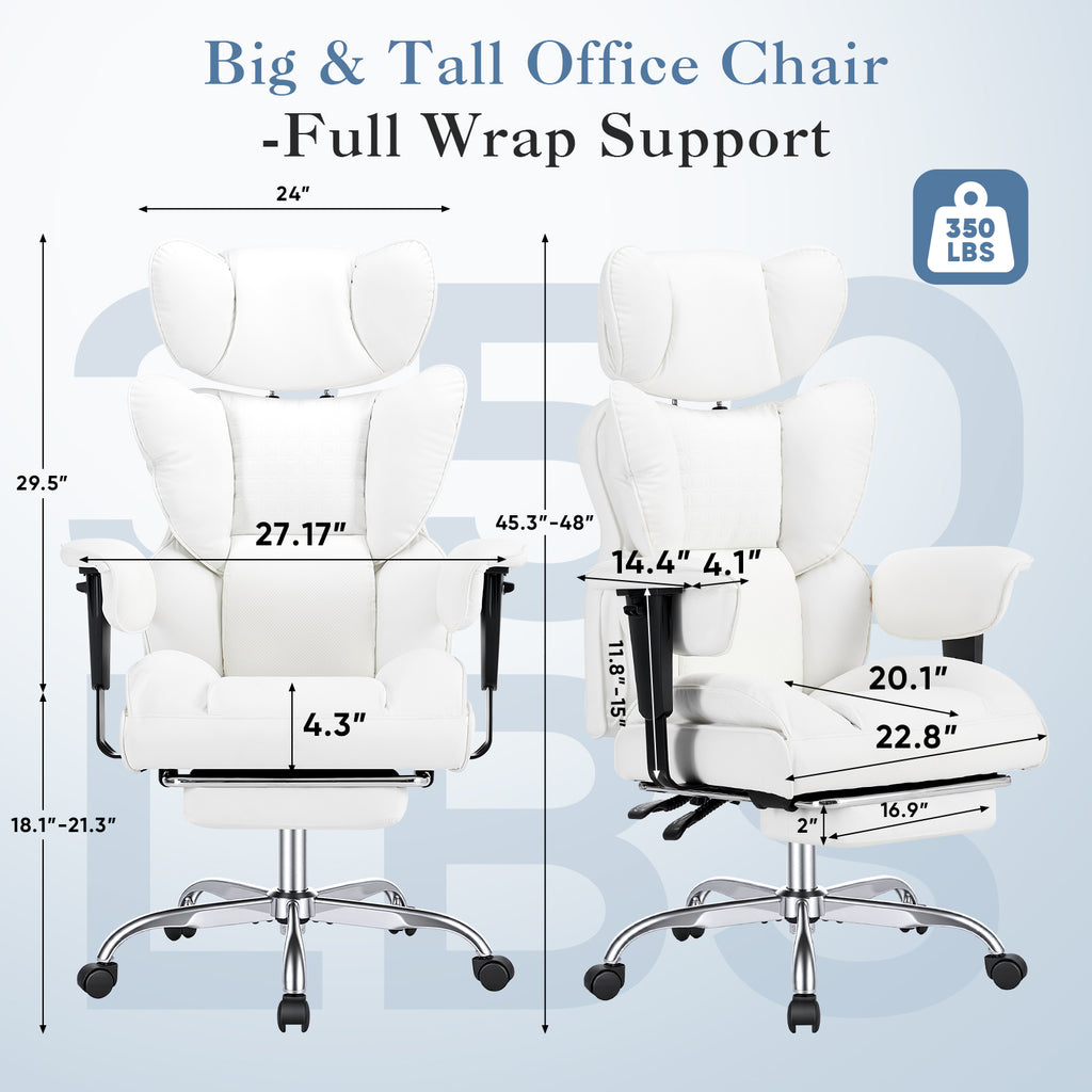 Gaming Computer Chair, Executive Ergonomic Chair With Footrest, High-back Reclining Design